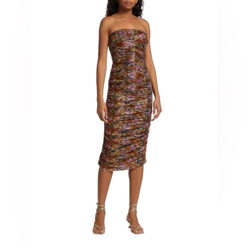 Ramy Brook Claire Floral Ruched Midi Dress